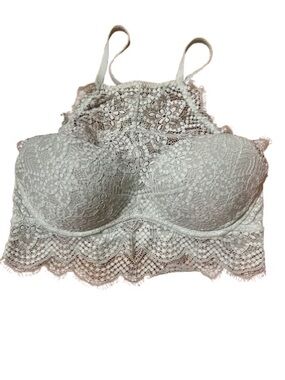 Pink Victoria’s Secret Lace Push Up Longline Bralette Size Medium A-C